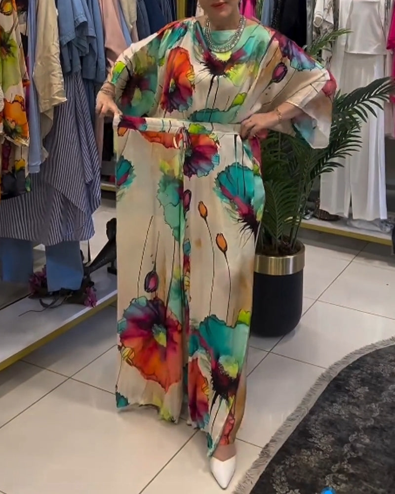 Lotus-Druck einseitiges Dreiviertelärmel-Set