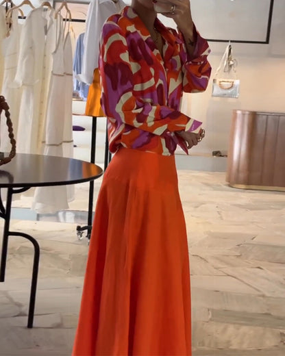 Reversfarbige Bedruckte Bluse mit Knöpfen