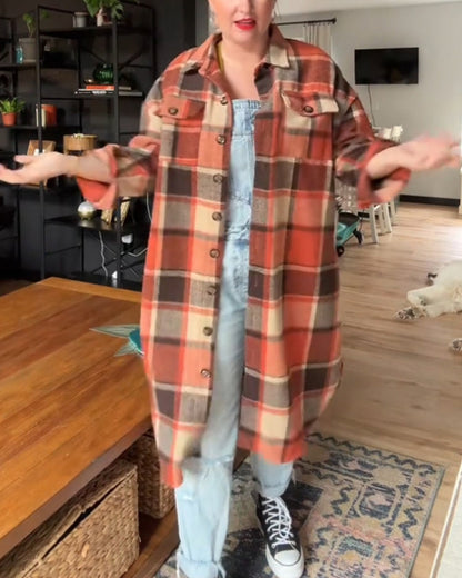 Lässiger karierten Knopfmantel