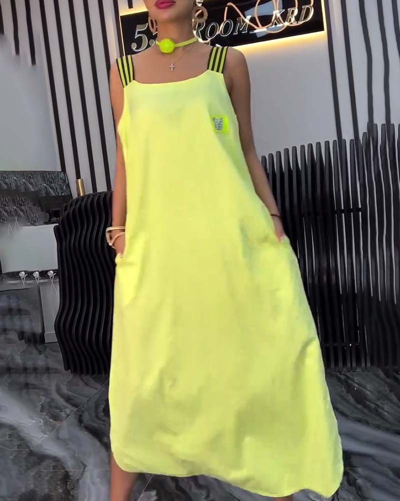 Gespaltener Träger Lockeres Kleid