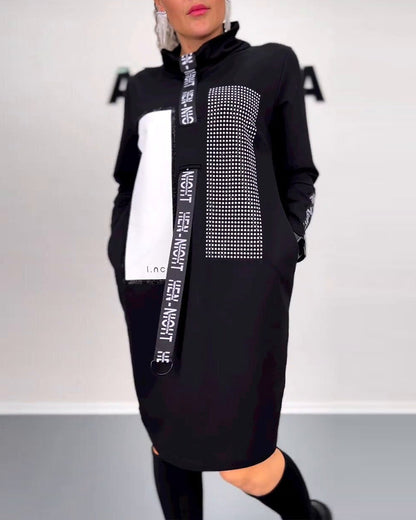 Lässiges gerades Kleid mit Kordelzug