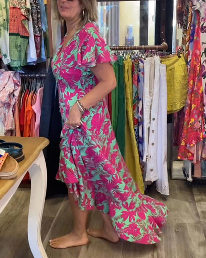 Bedrucktes Kurzarmkleid