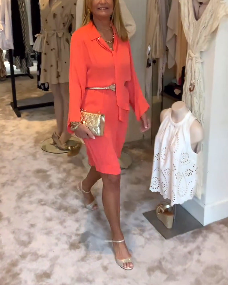 Revers Kleid mit einfarbigem Band