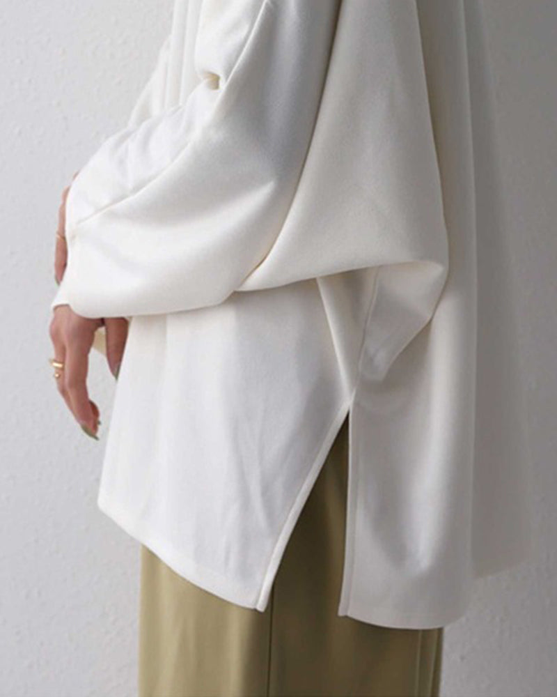 Lockeres V-Ausschnitt-Oberteil in einfarbiger Ausführung