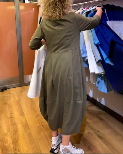 Rundhals 2/3 Ärmel Kleid