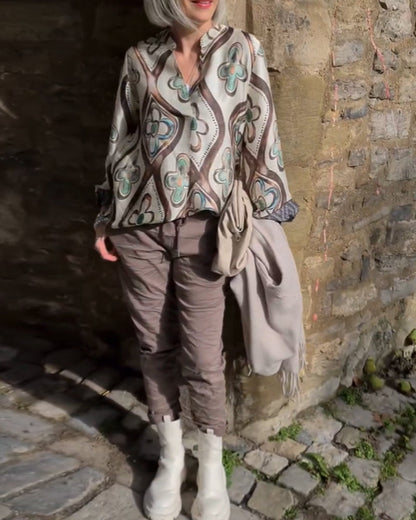 Retro-Stil modische Bluse mit langen Ärmeln