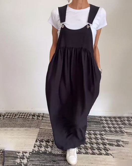 Lässiges Einfarbiges Trägerkleid