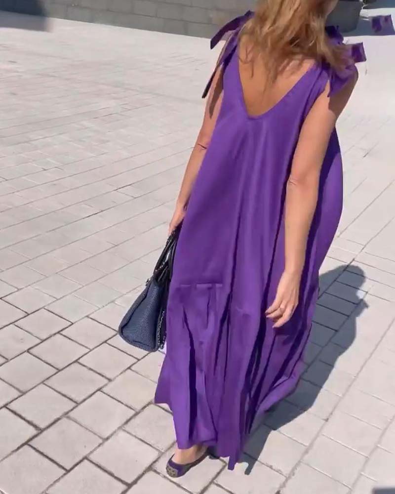 Einfarbiger, lässiger Kleid mit Trägern