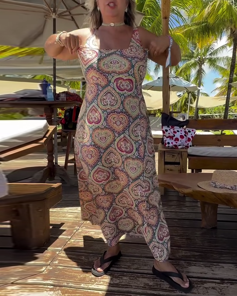 Trägerloser Herz-Urlaubsdruck-Badeanzug