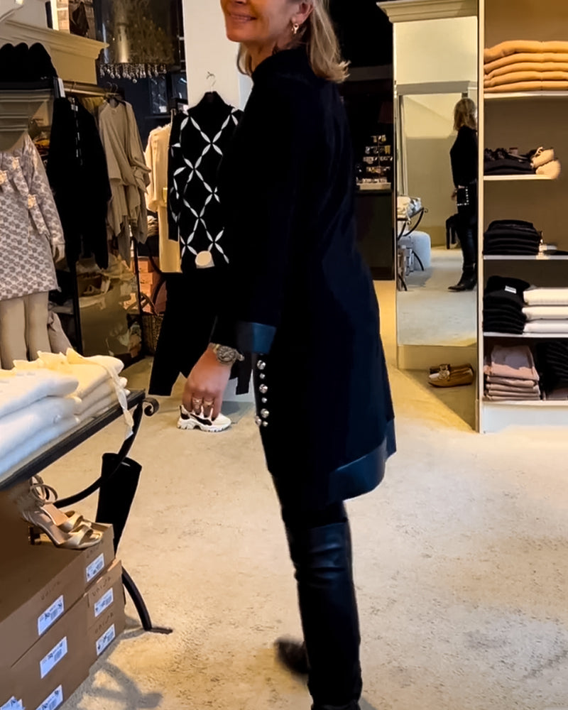 Rundhals-Casual-Kleid mit Taschen