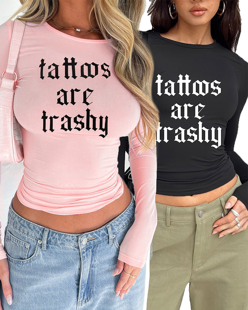 Enganliegendes Langarm-T-Shirt