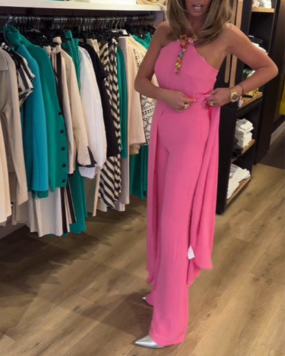 Halterneck Schlitz einfarbiges Zweiteiler-Set