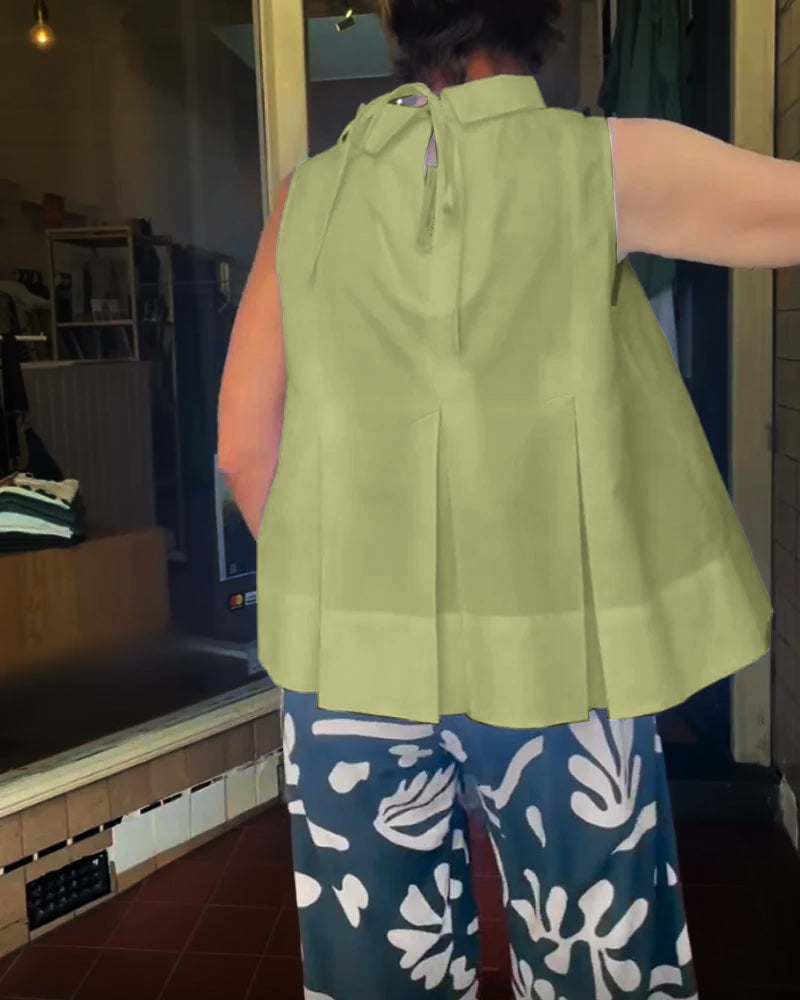 Ärmellose Unifarbene Einfache Bluse